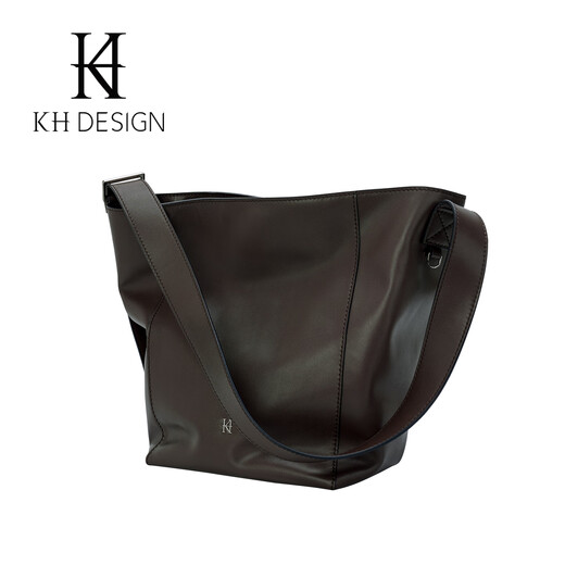 Meiji women's bag genuine leather temperament shoulder bucket bag large capacity crossbody bag tote bag 2025 new soft leather bag mocha brown