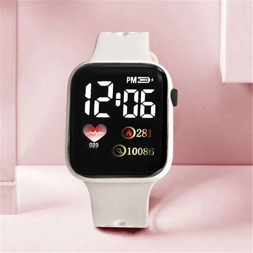 Other brands of high-looking LED watches, fashionable square student technology sense, super luminous digital personality movement, white
