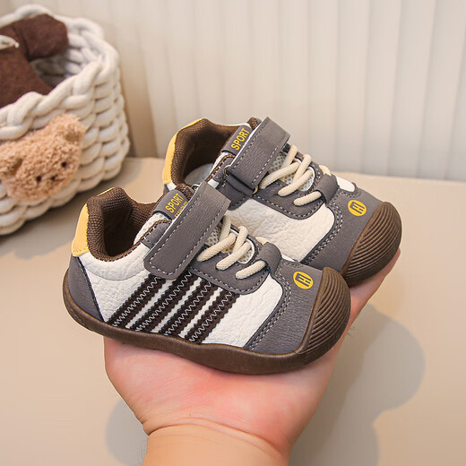 Tyrannis Yangma recommends autumn new Dexun infant soft-soled non-slip toddler shoes 0-1 years old 2 girls casual 4 khaki 18_inner length 12.5cm
