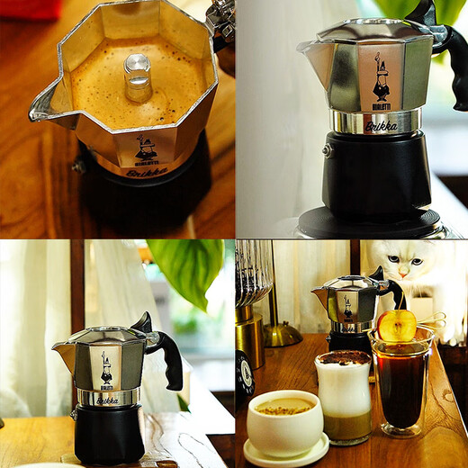 Bialetti Double Valve Moka Pot Italian American Coffee Machine Outdoor Portable Camping Home High Pressure Hand Brewed Coffee Pot 2 Cups Classic Color