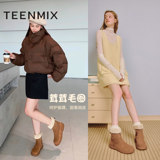 Tianmeiyi Snow Boots Autumn and Winter Commuting Wear Plush Short Boots Thick-soled Casual Slimming Versatile Boots Warm Women's Boots