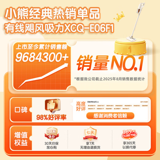 Bear vacuum cleaner household large suction handheld wired long-lasting five-fold filtration mite removal pet hair anti-tangle vacuum cleaner wet and dry suction and mopping in one Hurricane F1 water tank version