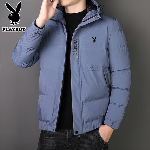 Playboy cotton coat for men winter 2025 new style coat cotton coat thickened to keep warm and cold-proof casual loose youth men's cotton padded jacket 005-khaki (scarf included) L 100-115Jin Jin equals 0.5 kg