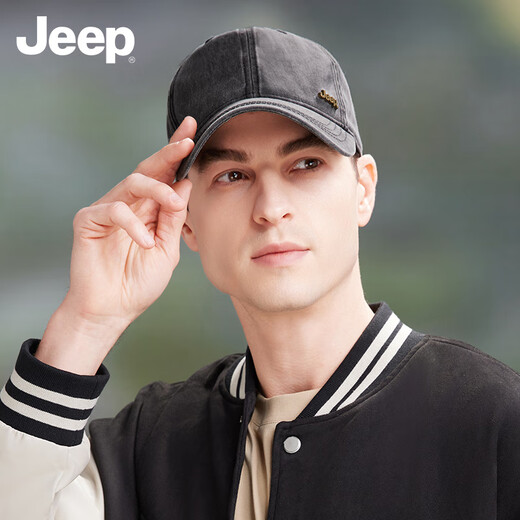 Jeep (JEEP) hat men's baseball cap four seasons outdoor trendy retro peaked cap men's and women's sun hat black