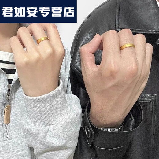 Chienglao Old Phoenix Gold Store Model 9999 Pure Silver Ancient Method Heritage Gold-coated Silver Ring Couple's Ring Men's and Women's Valentine's Day Polish