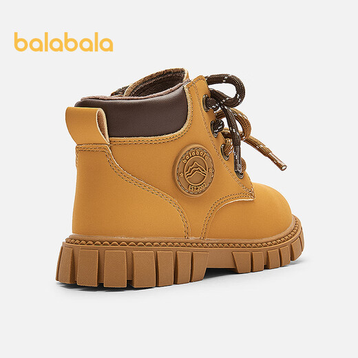 Balabala children's shoes, children's boots, Martin boots, girls and boys, autumn and winter velvet short boots, trendy rhubarb boots