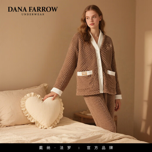 DANA FARROW flannel couple pajamas autumn and winter thickened warm coral velvet female cartoon winter men's home wear suit female 7820 M female model 80-95Jin Jin equals 0.5 kg