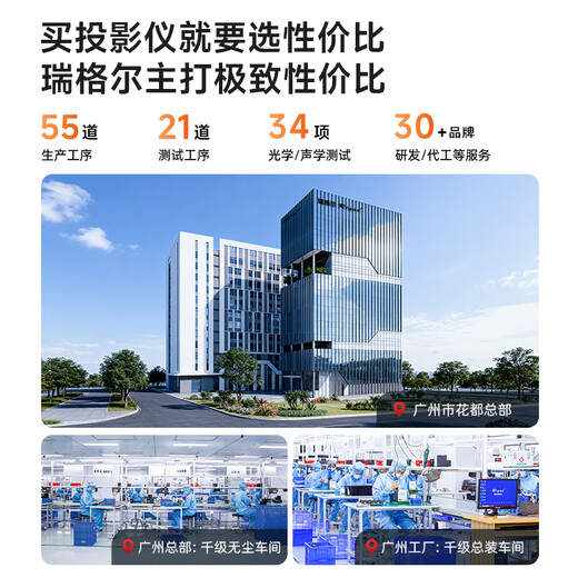 Rigal C3 projector home smart home theater TV office training mobile phone projector (TOF sensorless autofocus 1080P ultra-clear and bright)