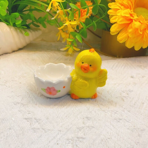 Raft core egg tray creative ceramic beauty egg rack creative ornaments storage tray kitchen table utensils egg cup ritual chicken style one yellow