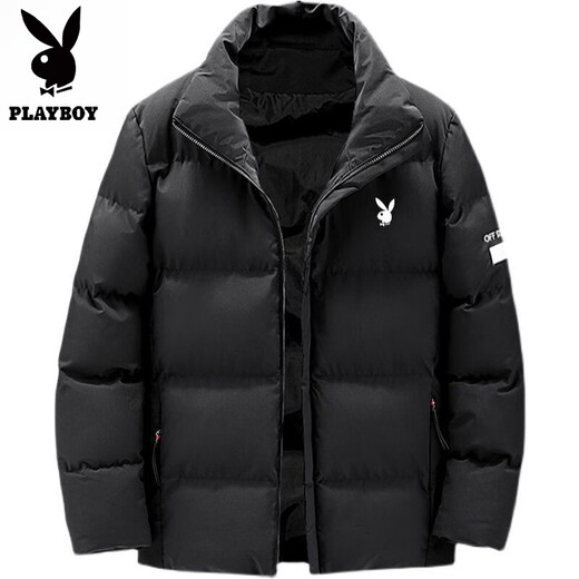 Playboy cotton coat for men winter 2025 new style coat cotton coat thickened to keep warm and cold-proof casual loose youth men's cotton padded jacket 005-khaki (scarf included) L 100-115Jin Jin equals 0.5 kg