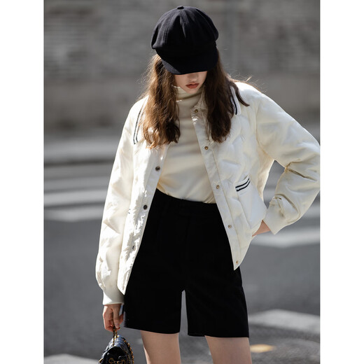 TonLion 2025 Winter Women's Lapel Different Material Splicing Small Fragrance Style Short Down Jacket