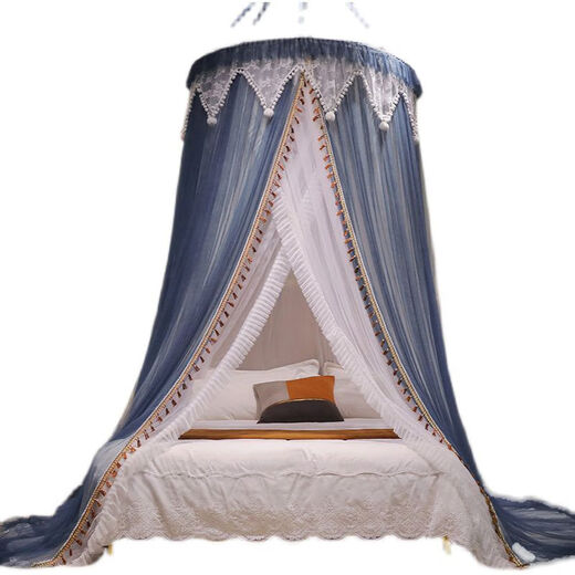 Yusenyi Customized 2022 New Installation-free Dome Ceiling Mosquito Net Home Princess Style Bedroom Hanging Floor-standing Tent Hair Ball-Rouge-Send Spare Suction Cup Without Light Double-layer Yarn 1 Point 2m 4 Feet Bed