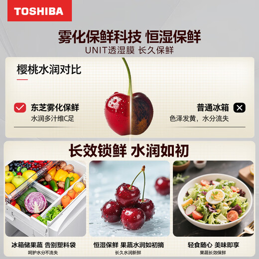 Toshiba's new Dabaitao 495 five-door large-capacity small-sized house can be embedded with fully automatic ice-making dual systems, energy-saving household glass panel Japanese-style multi-door refrigerator GR-RM495WE-PG1B5 clear blank