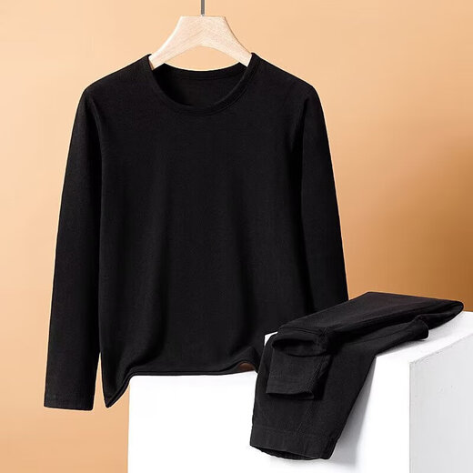 Autumn clothes and autumn trousers set for men, cotton sweaters, sweaters and linen pants, thin, versatile, thermal underwear for men, winter, light gray 5XL