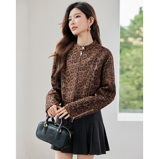 TERRE BLEUE Fashionable and High-end Leopard Print Jacket Women's 2025 Autumn New Style Small Western Style Versatile Slim Top