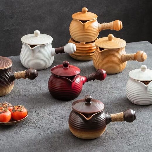 Roasted milk tea cans with lids, stove-cooking teapots, large-capacity dry barbecue tea hot Chinese medicine cans, scented teas, high-looking stewed plum cans, retro-colored kettles