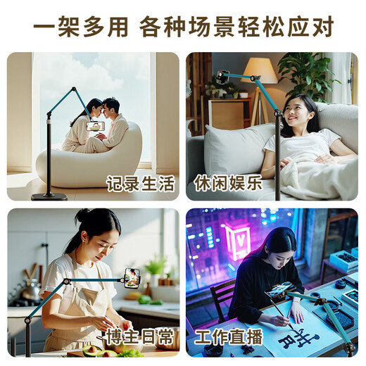 Dulwich Lion Mobile Phone Overhead Shooting Bracket Live Broadcast Floor Shooting Calligraphy Piano Cantilever 2025 New Multi-Function Liftable Folding Stable Anti-Shake Portable Internet Celebrity Dance Video Recording Plus 1.7 Meter Aluminum Alloy Double Arm