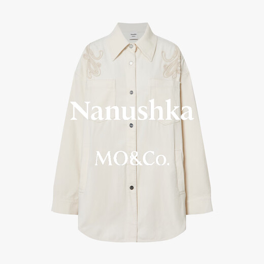 MO&Co. Nanushka designer joint shirt 2025 winter new retro Shu cotton corduroy MBE4SHT002 sand white M /165