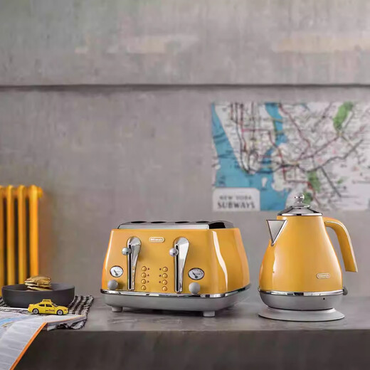 Y&ODelonghi/Delonghi Toaster 4-piece Toaster Fully Automatic Toaster Heating Breakfast Machine Metal Black 4-piece