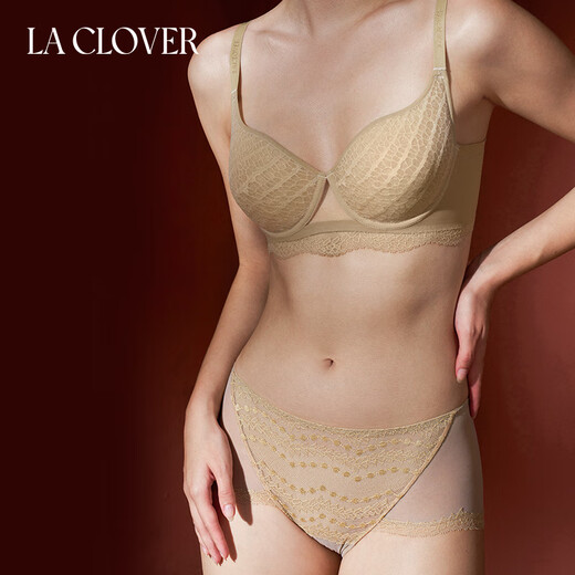 LA CLOVER25AW Reverie Simple Transparent Mesh Underwear Women's Bra Set LC2025141 Camel-Transparent Wire Thin Bra 80B L 170