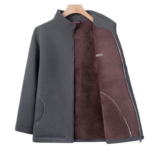 Xiaofu middle-aged and elderly warm tops for men and women, velvet sweatshirts, cardigans, autumn and winter clothes, dad thickened coats, grandpa small cotton coats