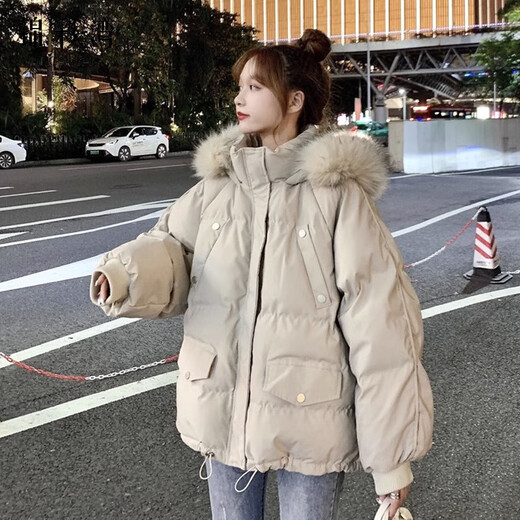 Jincaiwan plus size women's clothing for fat girls 200Jin Jin equals 0.5kg Autumn and winter high-end down jackets 2-300Jin Jin equals 0.5kg Fat mm hooded winter apricot 2XL 4 Recommended 180 to 210Jin Jin equals 0.5kg