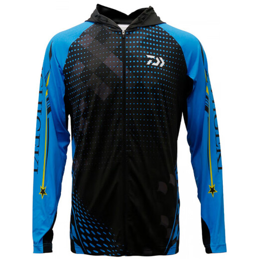 Dayiwa 25 new product one-hit sun protection clothing summer thin hooded stand collar fishing clothing sun protection outdoor stand collar sun protection top - black and white 2XL