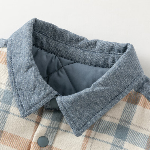DAVE&BELLA children's quilted shirt winter new style boys' cotton clothes baby boy's warm top casual children's shirt plaid ready stock 110 cm (recommended height 100-110cm)
