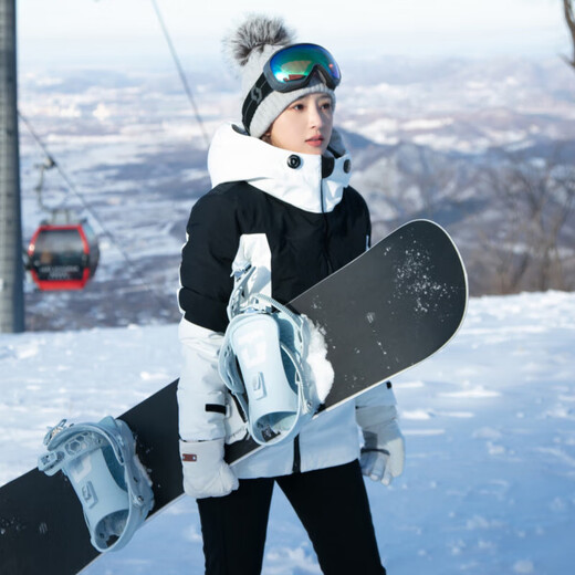 BOSIDENG Gänsedaunen-Skijacke für Damen, Skifahren, winddicht, atmungsaktiv, verstellbare Kapuze, Daunenjacke zum Warmhalten, Cloud White 8211 S 160_84A