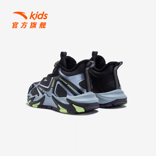 ANTA Children's Cotton Shoes for Boys Dengfeng 3 New Knob Buckle Leather Water-Repellent Cotton Shoes 312549975N Black/Metallic Blue-2 31
