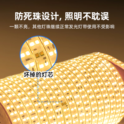 Deyan led light strip 220v high voltage outdoor waterproof light hotel villa project ultra-bright strip decorative linear light outdoor lighting 5 meters package-white light 10W-120 beads/meter