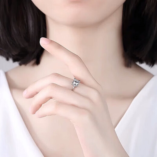 I Do platinum PT950 diamond ring classic bull head 1 carat cultivated diamond proposal engagement diamond ring gift for girlfriend classic bull head 50 points diamond size 10