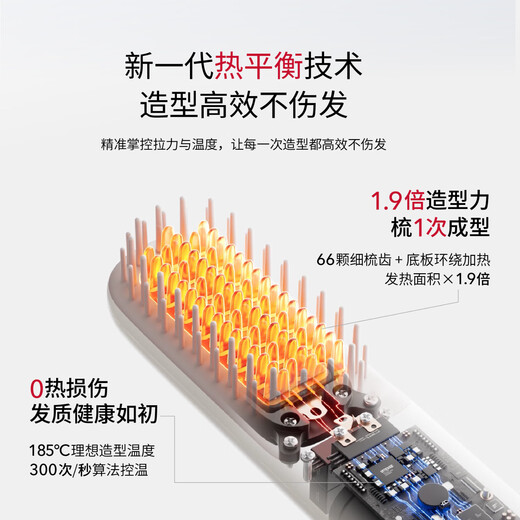 Lucheng Papi Jiang recommends - wireless version second generation Lucheng heat-balanced wireless hair straightening comb negative ions do not hurt hair high skull splint comb birthday gift improves frizz