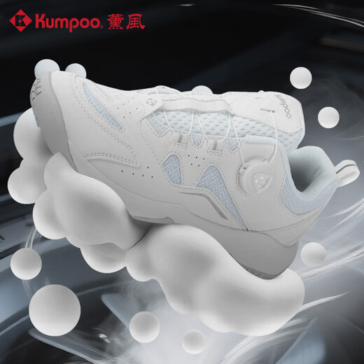 KUMPOO badminton shoes new style KUMPOO Xuanji KHR-D96 shock-absorbing breathable lightweight non-slip training grade button sports shoes KH-D66 Turbo White/Silver 41