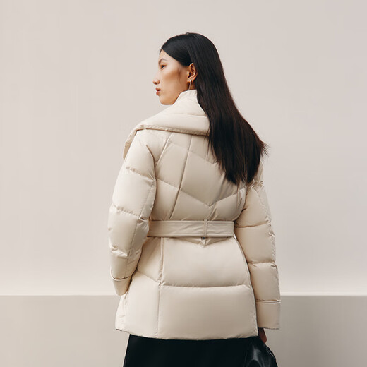 Ai Lai down jacket women's autumn and winter temperament short 90 goose down waist warm winter jacket milk gray rice S