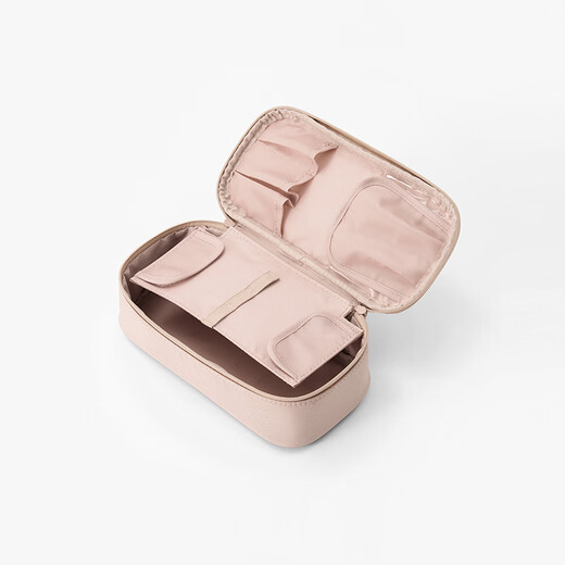 MUJI recycled polyester fiber flat cosmetic bag cosmetics storage portable toiletry bag new product OHV5CC4S pink beige