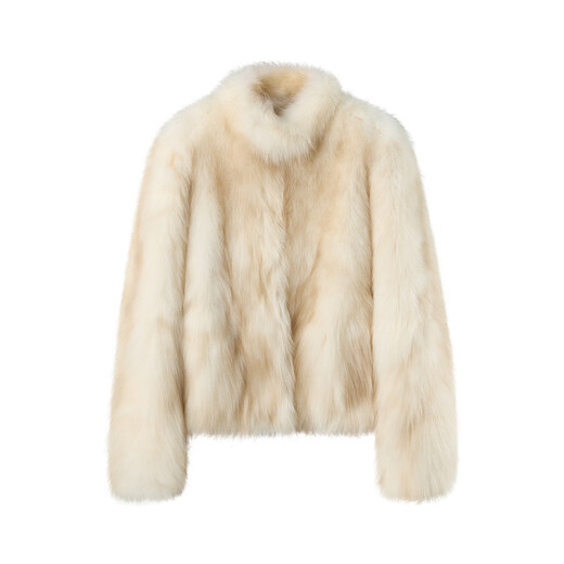 MSBEAST Miss Beast's highly wearable stand-up collar and front-shoulder fashionable two-color white fox fur coat丨Seoul Moonlight Moonlight Light Gold-two-color blooming. S