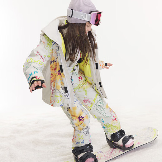 Vector Children's Ski Clothing and Ski Pants for Boys and Girls Padded for Warmth and Waterproof Pastel Doodle Park Pastel Doodle Park Bib Harness XS 160