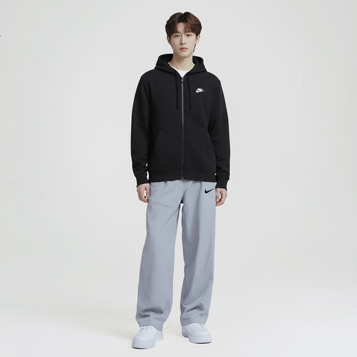 Nike (NIKE) men's winter hooded jacket with velvet to keep warm, casual sports BV2646-010 black XXL