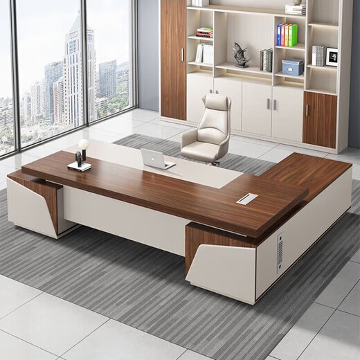 Office furniture desk boss desk simple modern executive desk office supervisor desk manager desk president desk and chair 1.6 meters thickened table + side cabinets