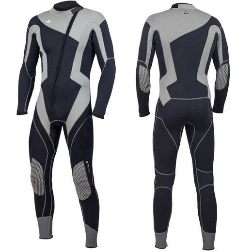 Zailu men's and women's one-piece wetsuit warm swimsuit swimming and surfing wetsuit black gray front zipper L150 XL XL