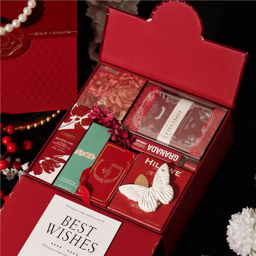 Wedding souvenirs for bridesmaids, high-end practical gift boxes for brides, light luxury high-end return gifts for girls, birthday gifts for girls 17. Camellia champagne gold gift box