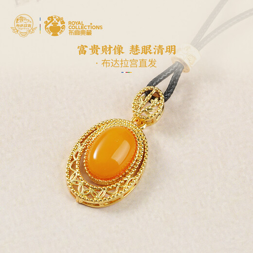 Potala Palace Beeswax Pendant Necklace High-end Niche Egg Faced Amber Sweater Chain Neck Accessories Women's Birthday Gift Beeswax Pendant