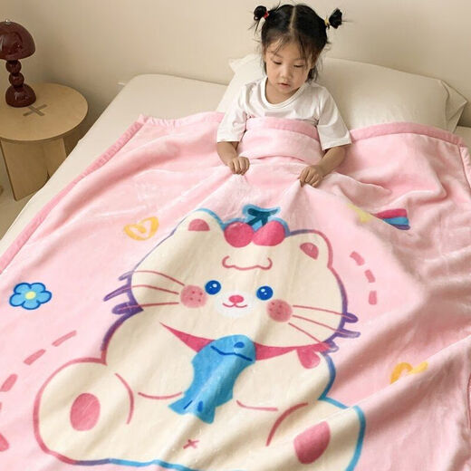 Children's blanket thickened autumn and winter double layer baby blanket small quilt kindergarten nap coral velvet blanket Good night puppy 120cm*150cm double layer thickened 2.8Jin Jin equals 0.5kg