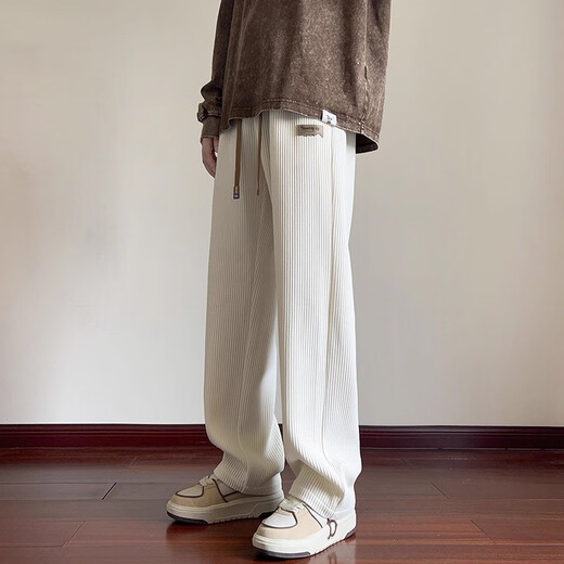 Kazuki Kuraishi's trendy brand loose-fitting high-end loose straight pants men's sweatpants casual corduroy chenille sweatpants khaki XL