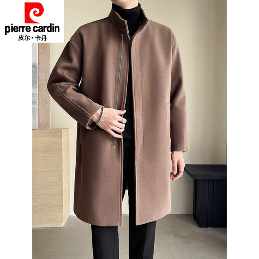 Pierre Cardin autumn and winter 2026 new men's mid-length woolen windbreaker trendy stand-up collar mature and stable woolen coat jacket black regular M
