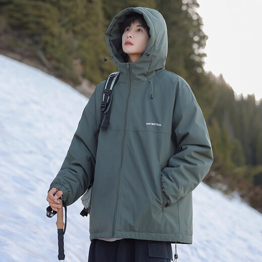 Woodpecker cotton coat men's American mountain style functional assault autumn and winter thickened velvet three-proof loose hooded cotton coat jacket for men light khaki XL (recommended 140-165 Jin Jin equals 0.5 kg)