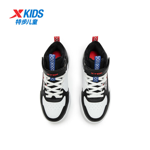 XTEP children's shoes, children's winter velvet sports shoes, versatile cotton shoes for boys and girls, XTEP white/black 38