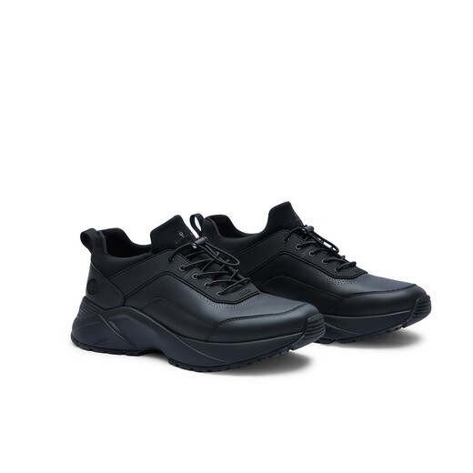 Biyinlefen Autumn and Winter Men's Light Business Casual Shoes Lightweight Non-Slip Elastic Sleeve Drawstring Lace Slip-on Commuting Leather Shoes