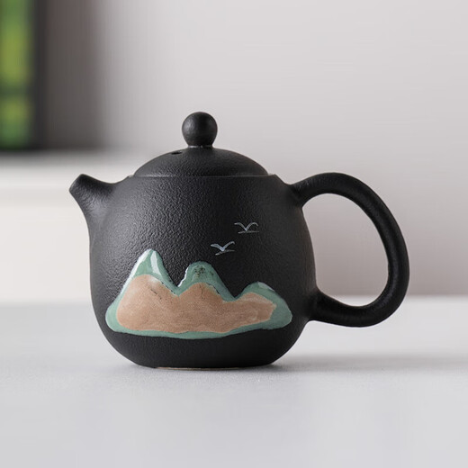 Yuanshan Ceramic Lift Teapot Home Black Pottery Kung Fu Tea Set Office Teapot Large Capacity Single Pot Tea Maker Lubao Hand-painted Yuanshan-Black Lift Teapot 250ml